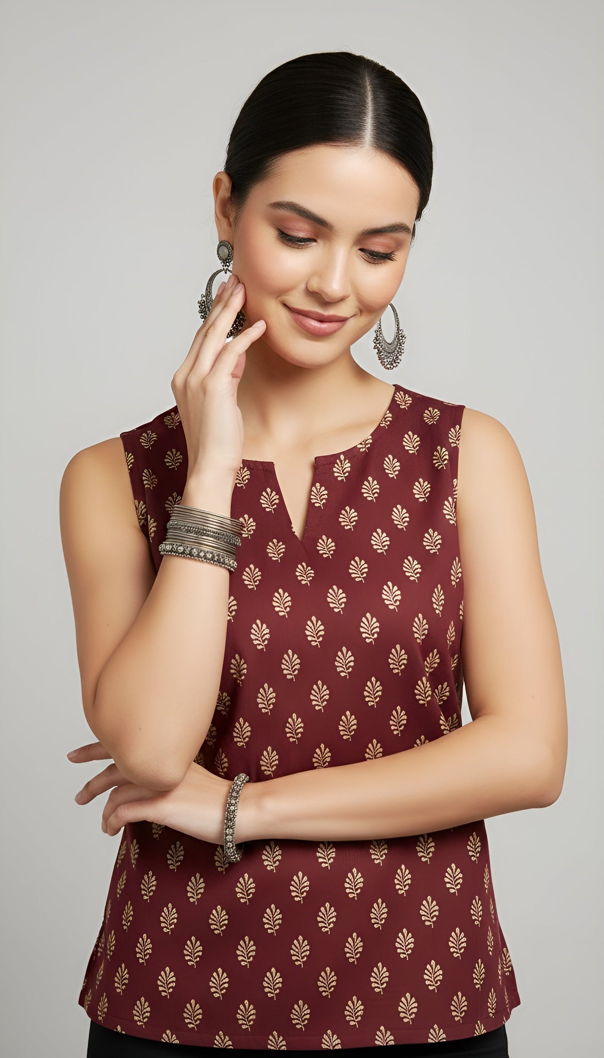 Women Maroon Printed Top