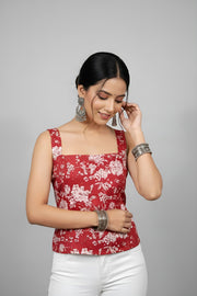 Women Red Printed Top