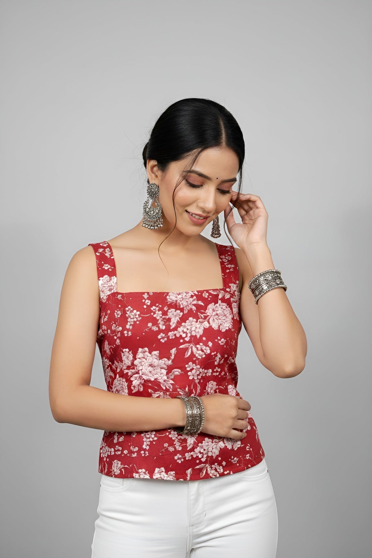 Women Red Printed Top