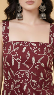 Women Burgundy Printed Top
