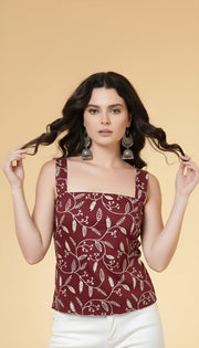 Women Burgundy Printed Top