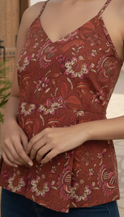 Women Rust Printed Top
