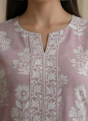 Women Mauve Printed Straight Tunic