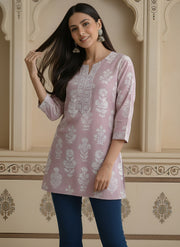 Women Mauve Printed Straight Tunic