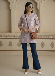 Women Mauve Printed Straight Tunic