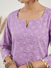 Women Purple Printed Straight Tunic