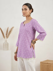 Women Purple Printed Straight Tunic