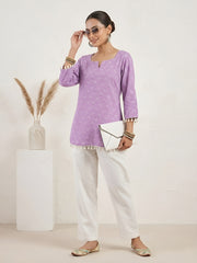 Women Purple Printed Straight Tunic