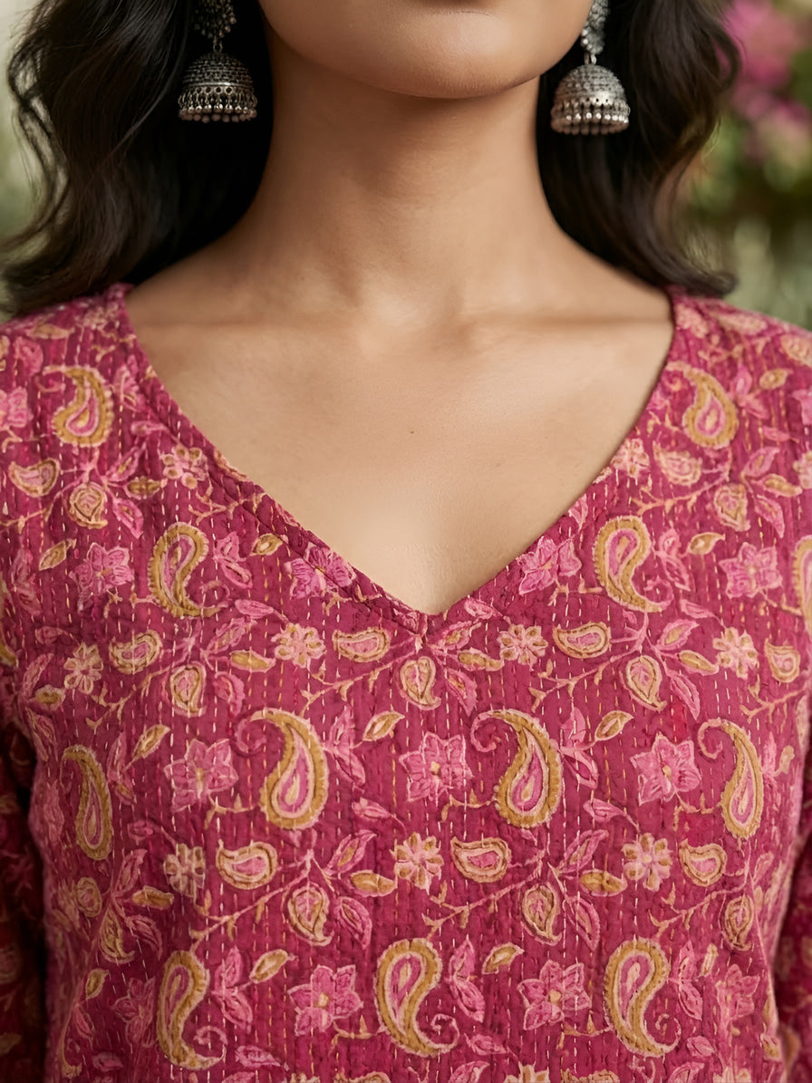 Women Pink Printed Straight Tunic