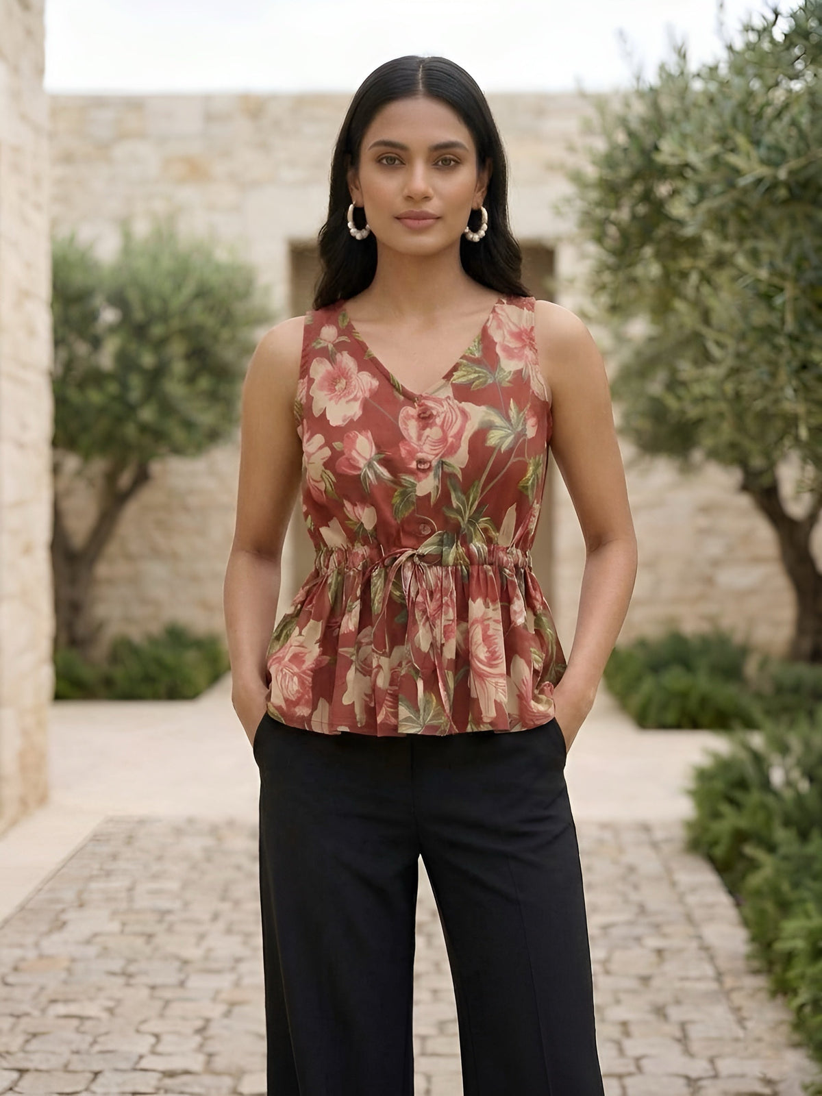 Women Maroon Printed Top