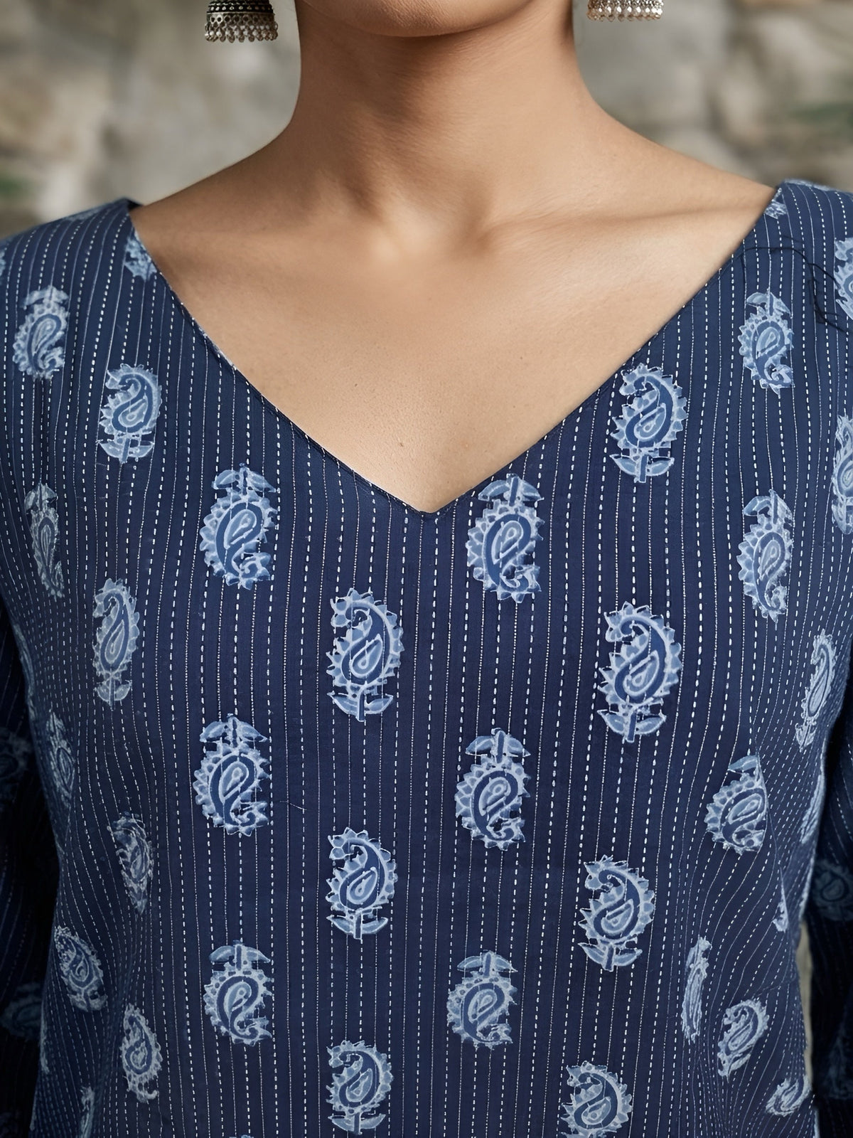 Women Blue Printed Straight Tunic
