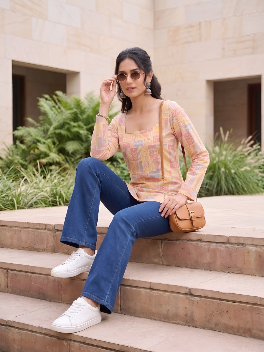 Women Multicolor Printed Straight Tunic