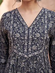 Women Black Printed Straight Tunic