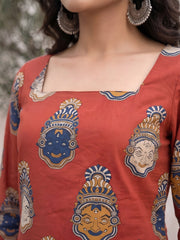 Women Maroon Printed Straight Tunic