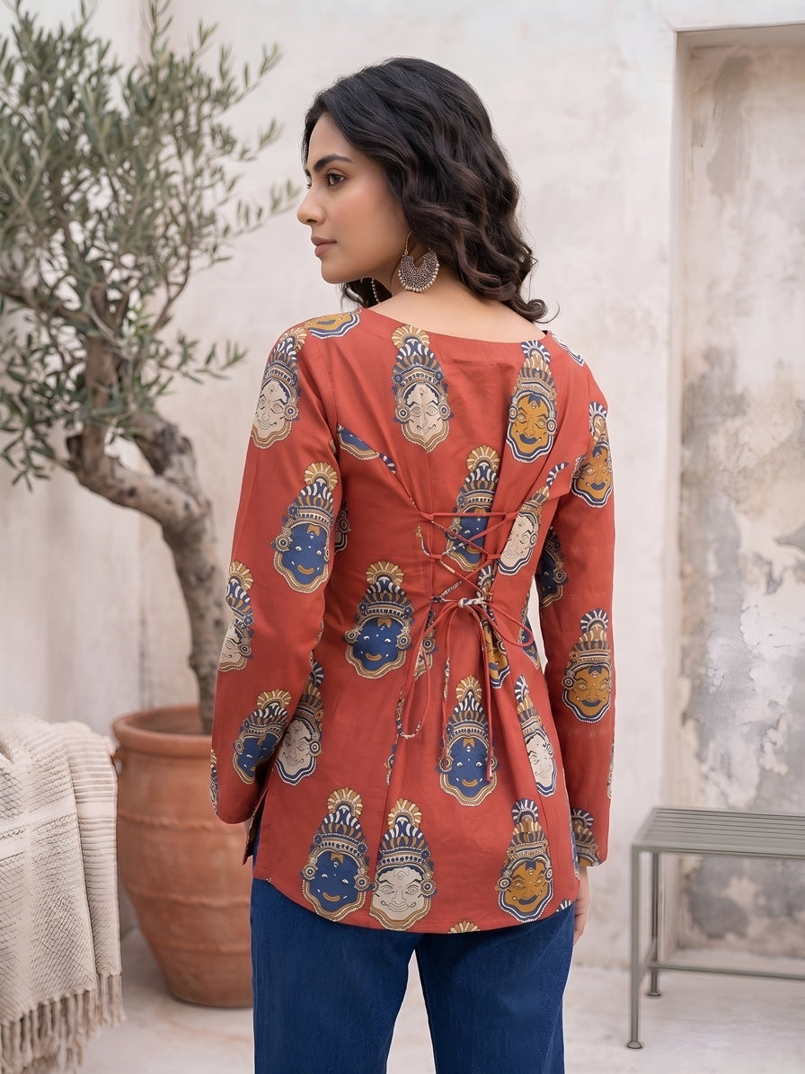 Women Maroon Printed Straight Tunic