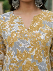 Women Yellow Printed Straight Tunic