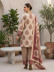 Kamya Beige Printed Straight Kurta Set With Dupatta for Women