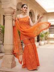 Priya Orange Straight Kurta Set With Dupatta for Women