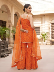 Priya Orange Straight Kurta Set With Dupatta for Women