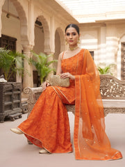 Priya Orange Straight Kurta Set With Dupatta for Women