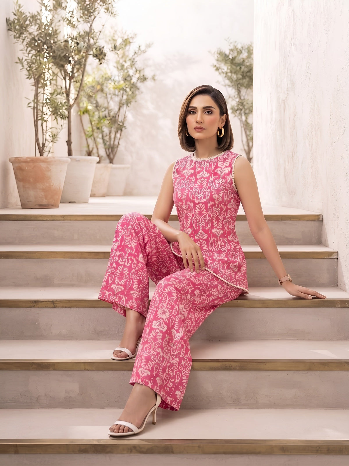 Pink Printed Co-Ord Set for Women