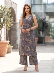 Grey Printed Co-Ord Set for Women