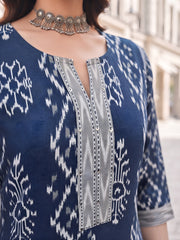 Kripa Blue Printed Straight Kurta Set With Dupatta for Women