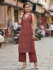 Maroon Printed Co-Ord Set for Women