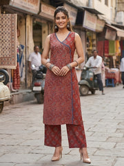Maroon Printed Co-Ord Set for Women