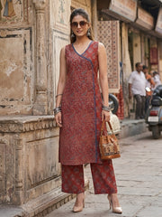 Maroon Printed Co-Ord Set for Women