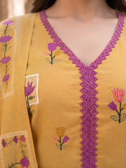 Mustard Printed Straight Kurta Set With Dupatta for Women