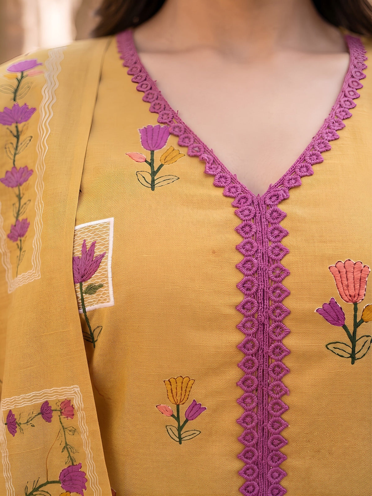 Mustard Printed Straight Kurta Set With Dupatta for Women