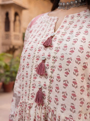 Sharna Off White Anarkali Kurta Set With Dupatta for Women