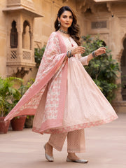 Sharna Off White Anarkali Kurta Set With Dupatta for Women