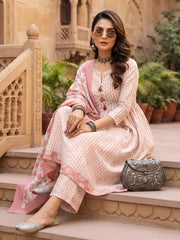 Sharna Off White Anarkali Kurta Set With Dupatta for Women