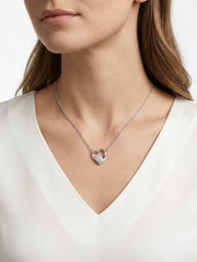 925 Sterling Silver Linked Hearts CZ Necklace for Women