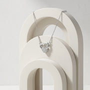 925 Sterling Silver Linked Hearts CZ Necklace for Women