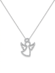 925 Sterling Silver Angel CZ Pendant Necklace for Women