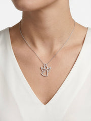 925 Sterling Silver Angel CZ Pendant Necklace for Women