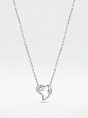 925 Sterling Silver Heart Lock CZ Pendant Necklace for Women
