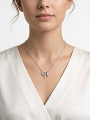 925 Sterling Silver Heart Lock CZ Pendant Necklace for Women