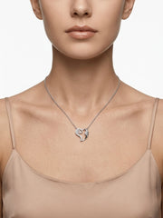 925 Sterling Silver Heart Lock CZ Pendant Necklace for Women