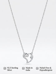 925 Sterling Silver Heart Lock CZ Pendant Necklace for Women