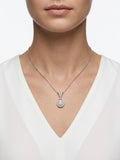 925 Sterling Silver Halo CZ Solitaire Drop Pendant Necklace for Women