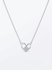 925 Sterling Silver Open Heart CZ Pendant Necklace for Women