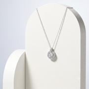 925 Sterling Silver Halo CZ Solitaire Pendant Necklace for Women