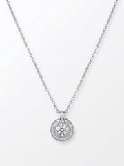 925 Sterling Silver Halo CZ Solitaire Pendant Necklace for Women