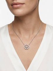 925 Sterling Silver CZ Deer Head Circle Pendant Necklace for Women
