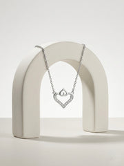 925 Sterling Silver Heart Duo Cubic Zirconia Necklace for Women