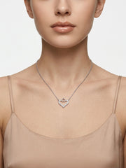 925 Sterling Silver Heart Duo Cubic Zirconia Necklace for Women